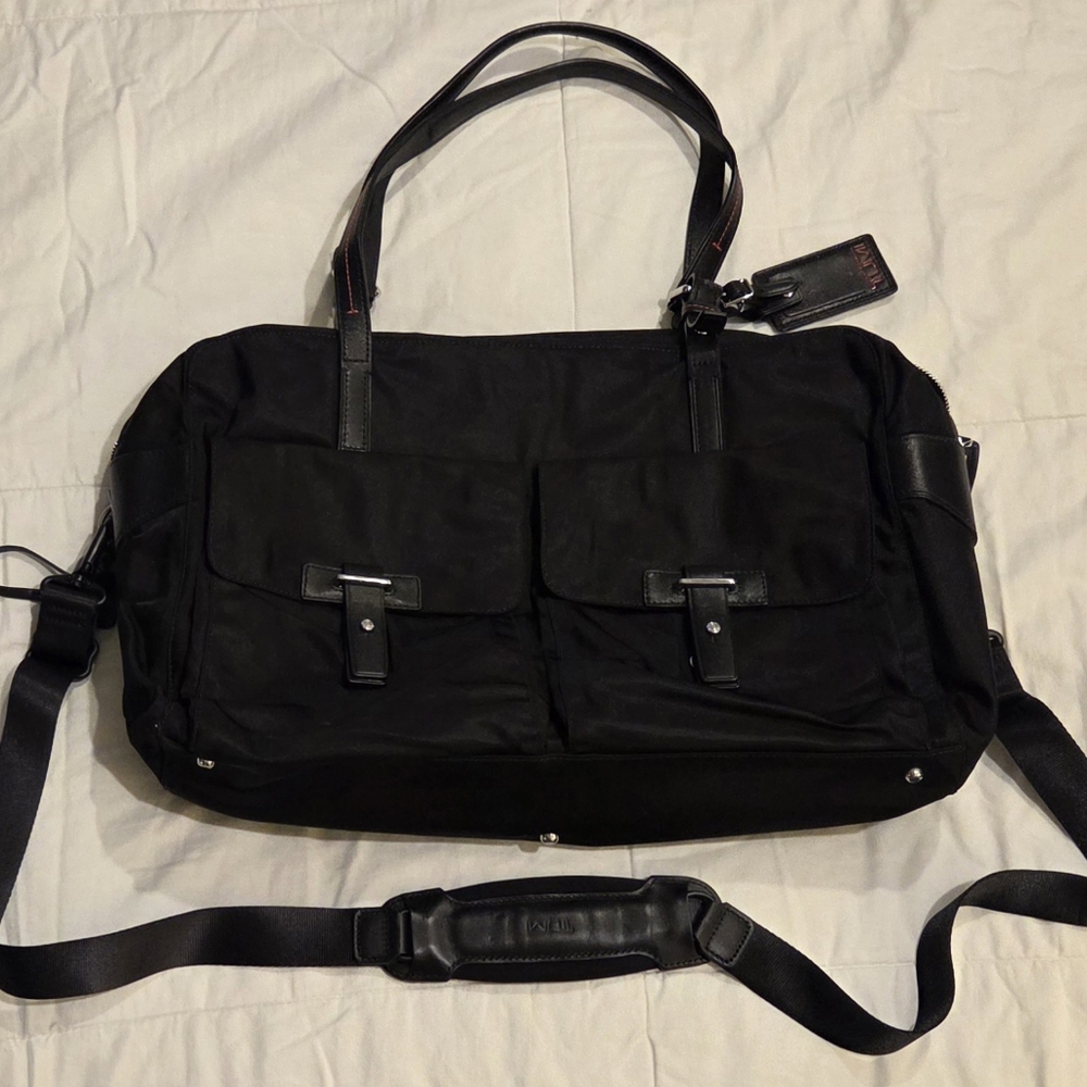 Tumi black weekender travel satchel